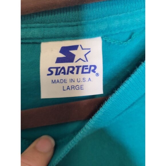 VTG 95 Starter Miami Dolphins NFL Graphic T-Shirt L Teal Cotton Made In USA - Picture 4 of 7